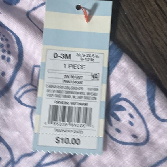 Cat & Jack Baby Girls Romper Pink Blue Assorted Fruits Sleeveless Newborn Size - Picture 7 of 8